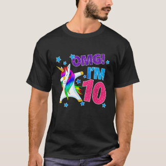 Kinder OMG! Ik ben 10-jarig meisje Dabbing Unicorn T-shirt