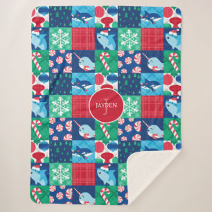 Kinder onder het Zee Christmas Patchwork Quilt Sherpa Deken