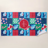 Kinder onder het Zee Christmas Patchwork Quilt Strandlaken (Voorkant)