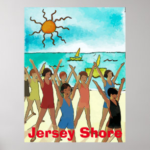 Kinder op de Cartoon van de Beach, voeg tekst of n Poster