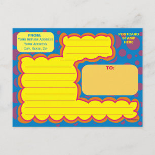 Kinder Paarse poka Dots Blue Dizzy Stippen Fun Art Briefkaart