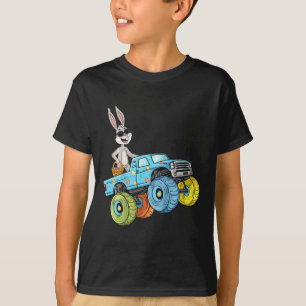 Kinder Paaskonijn Rijden Monster Truck Fun Boys G T-shirt
