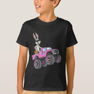 Kinder Paaskonijn Rijden Monster Truck Leuke Meisj T-shirt
