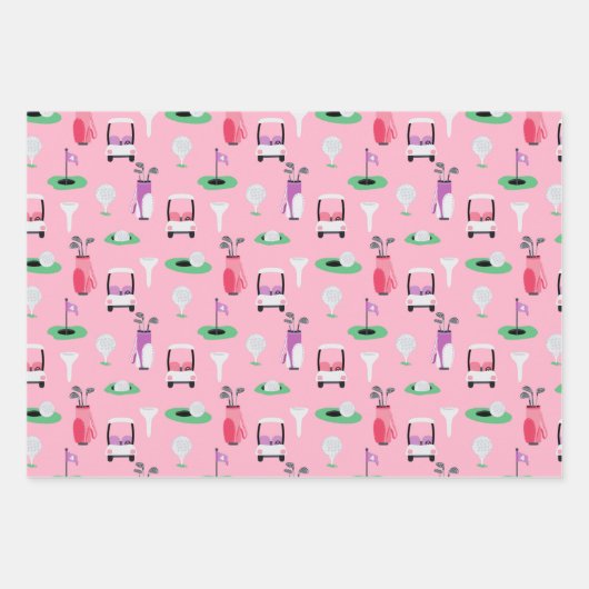 Kinder, Pap, Grampa Golfer Golfcart Golfsport Inpakpapier Vel (Voorkant 3)