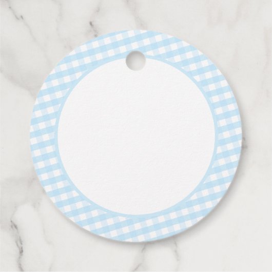 KINDER PARTIJ  gingham patroonjongen blauw Napkin Bedankjes Labels (Achterkant)