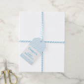 KINDER PARTIJ  gingham patroonjongen bleek blauw Cadeaulabel (Met Touw)