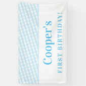 KINDER PARTIJ gingham patroonjongen bleek blauw Spandoek (Verticaal)