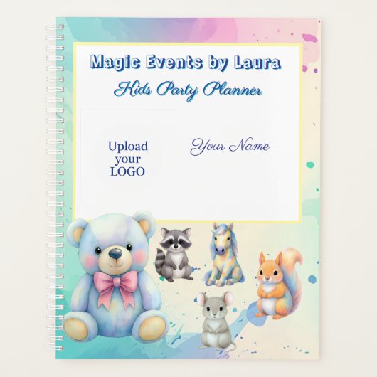 Kinder Party Planner Pastel Teddy Bear QR Code Log (Voorkant)