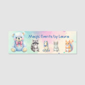 Kinder Party Planner Pastel Teddy Bear QR Code Log Naamplaatje (Voorkant)