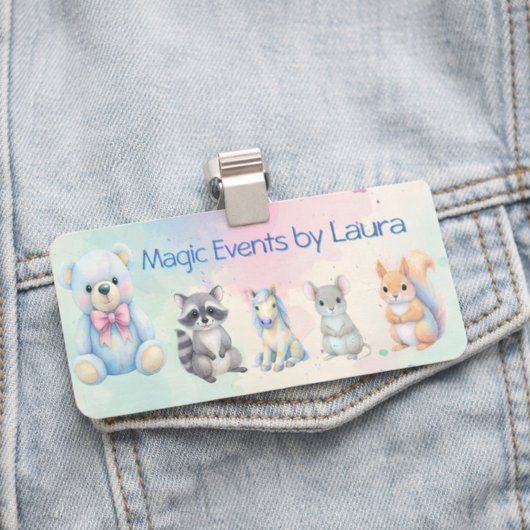 Kinder Party Planner Pastel Teddy Bear QR Code Log Naamplaatje