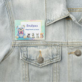 Kinder Party Planner Pastel Teddy Bear QR Code Log Naamplaatje (In situ)