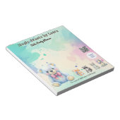 Kinder Party Planner Pastel Teddy Bear QR Code Log Notitieblok (Schuin)
