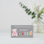 Kinder Party Planner Pastel Teddy Bear QR Code Log Visitekaartje (Staand voorkant)