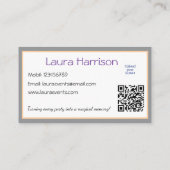 Kinder Party Planner Pastel Teddy Bear QR Code Log Visitekaartje (Achterkant)