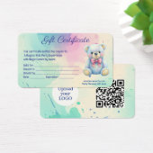 Kinder Party Planner Pastel Teddy Bear QR Code Log Visitekaartje (Bureau)