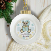 Kinder pastblauw en geel tederdarm keramische bal ornament