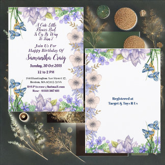 Kinder Pastel Blue Little Flower Bud Floral Birthd Kaart