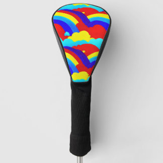 Kinder patroon voor kleurrijke regenboogwolken golfheadcover