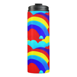 Kinder patroon voor kleurrijke regenboogwolken thermosbeker