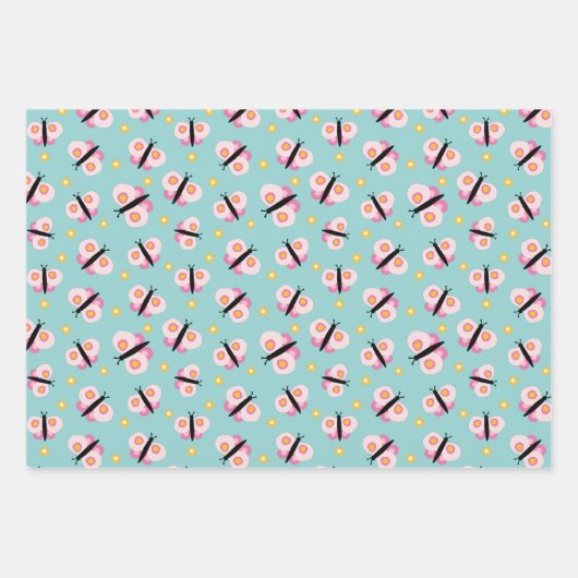 Kinder patroonvlinder inpakpapier vel (Voorkant 3)