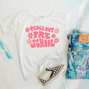 Kinder Peace Out kleuterschool T-shirt in roze