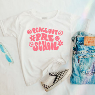 Kinder Peace Out kleuterschool T-shirt in roze