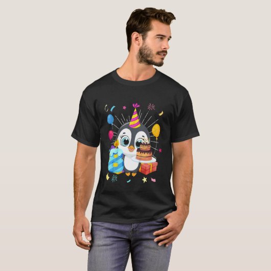 Kinder Penguin Birthday 8 Penguin 8th Birthday Pen T-shirt (Voorkant volledig)