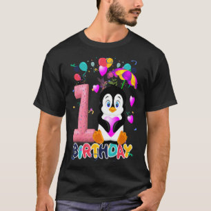 Kinder Penguin Birthday Party 1 Year Old Boy 1th P T-shirt