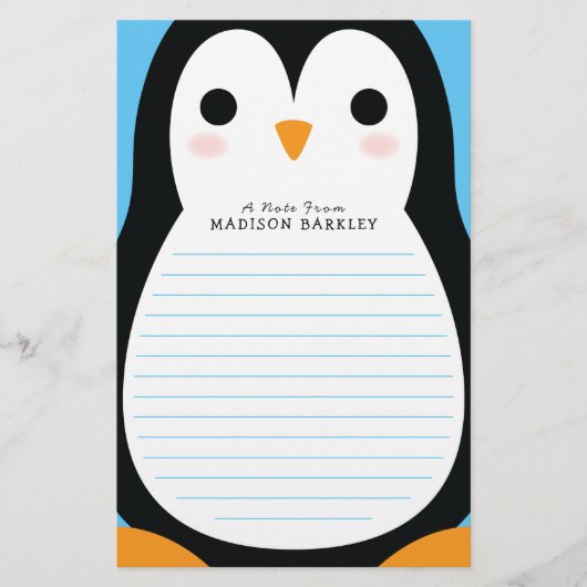 Kinder Penguin Cute Briefpapier (Voorkant)