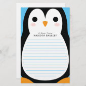 Kinder Penguin Cute Briefpapier (Voorkant / Achterkant)