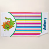 Kinder Personaliseer Speelse Groene Dragon Beach H Strandlaken (Voorkant)