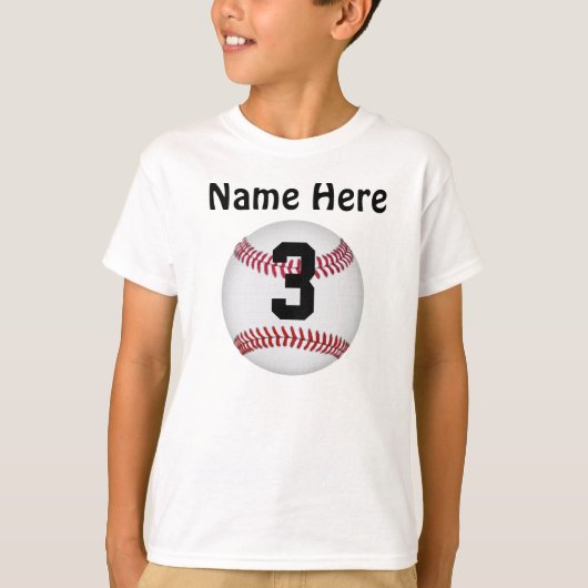 Kinder Persoonlijk Baseball Jersey, NAAM en NUMMER T-shirt (Voorkant)