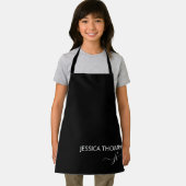 Kinder persoonlijk zwart monogram naam geluid schort (Insitu)