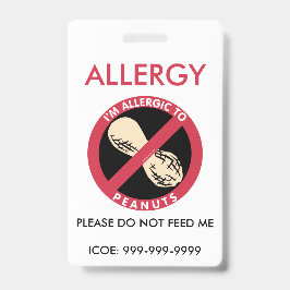 Kinder persoonlijke pinda allergie-noodsituatie badge