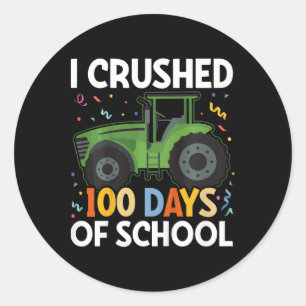 Kinder peuter tractor boy ik verpletterd 100 dagen ronde sticker