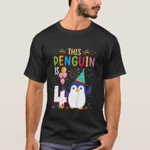 Kinder Pinguïn 4e Verjaardag Pinguïn Verjaardagsfe T-shirt