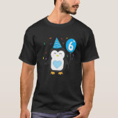 Kinder pinguïn ballon 6de verjaardagsfeestje Cake T-shirt (Voorkant)