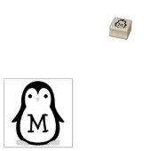Kinder Pinguïn Leuk Monogram Initiaal Rubberstempel (Gestempeld)