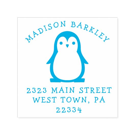 Kinder pinguïn schattig retour adres stempel (Design)