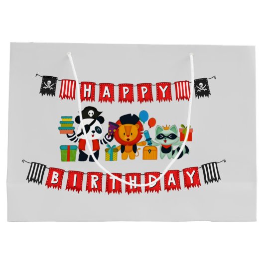 kinder piratenpartij Birthday Groot Cadeauzakje (Achterkant)