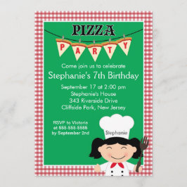Kinder Pizza Party Birthday Party Invitation Kaart