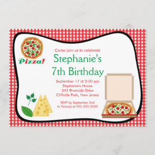 Kinder Pizza Party Birthday Party Invitation Kaart