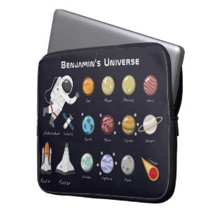 Kinder planten Astronaut Monogram Colorful Univers Laptop Sleeve