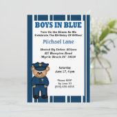 Kinder politieagent verjaardagsuitnodiging kaart (Staand voorkant)