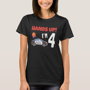 Kinder politiewagen vierde verjaardag 4 jaar oude t-shirt