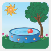 Kinder pool onder een boom vierkante sticker (Voorkant)