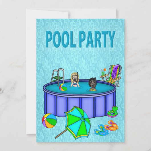 Kinder Pool Party-uitnodigingen Kaart (Voorkant)