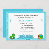 Kinder Pool Party-uitnodigingen Kaart (Voorkant / Achterkant)