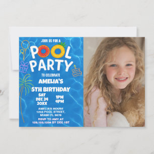 Kinder Pool Party verjaardagsuitnodiging Kaart