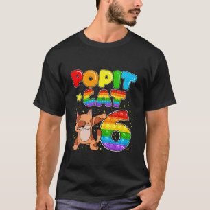 Kinder Pop Het kat gelukkig 6e kat Zes kutje T-shirt
